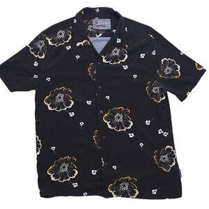 Brooklyn Cloth Men's L‎ Black Floral Print Short Sleeve Button Down Camp Shirt